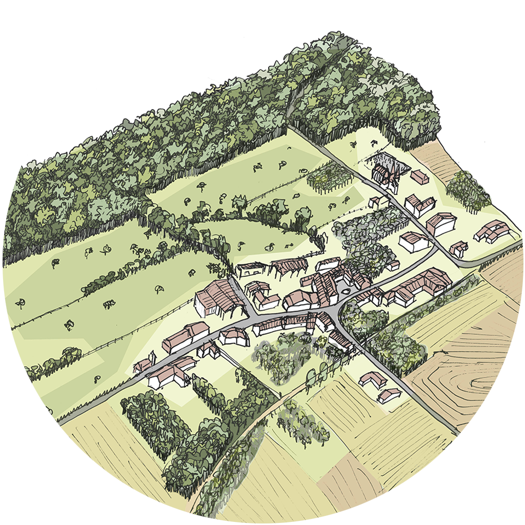 Schéma vue du dessus d'une ville de Meurthe-et-Moselle